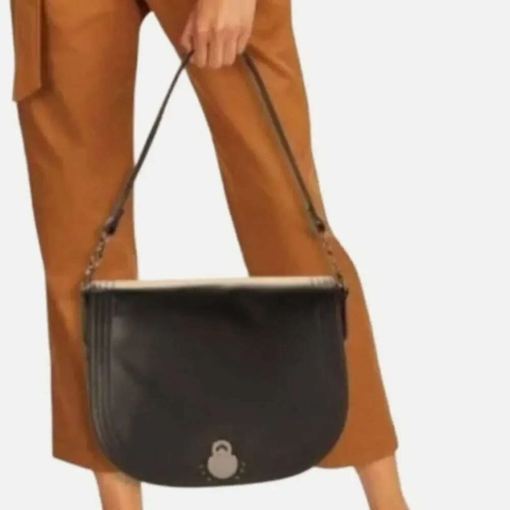 Longchamp Large Cavalcade Leather Shoulder Bag Black Lambskin